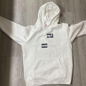 Supreme X Comme des Garcons SHIRT Split Box Logo Hooded Sweatshirt White…